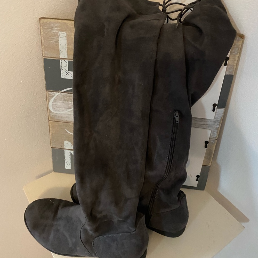 Grey suede over the knee fioni boots